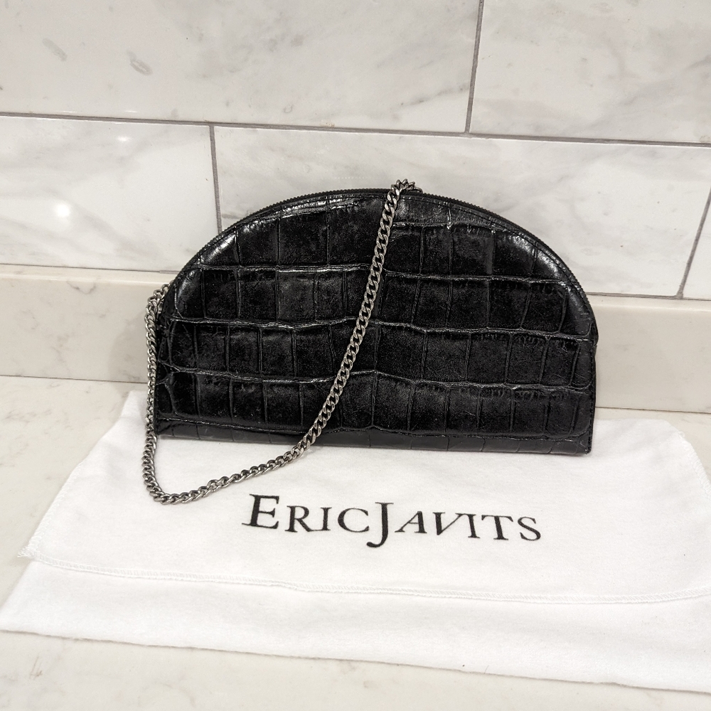 Eric Javits Croc Embossed Clutch/Shoulder Bag